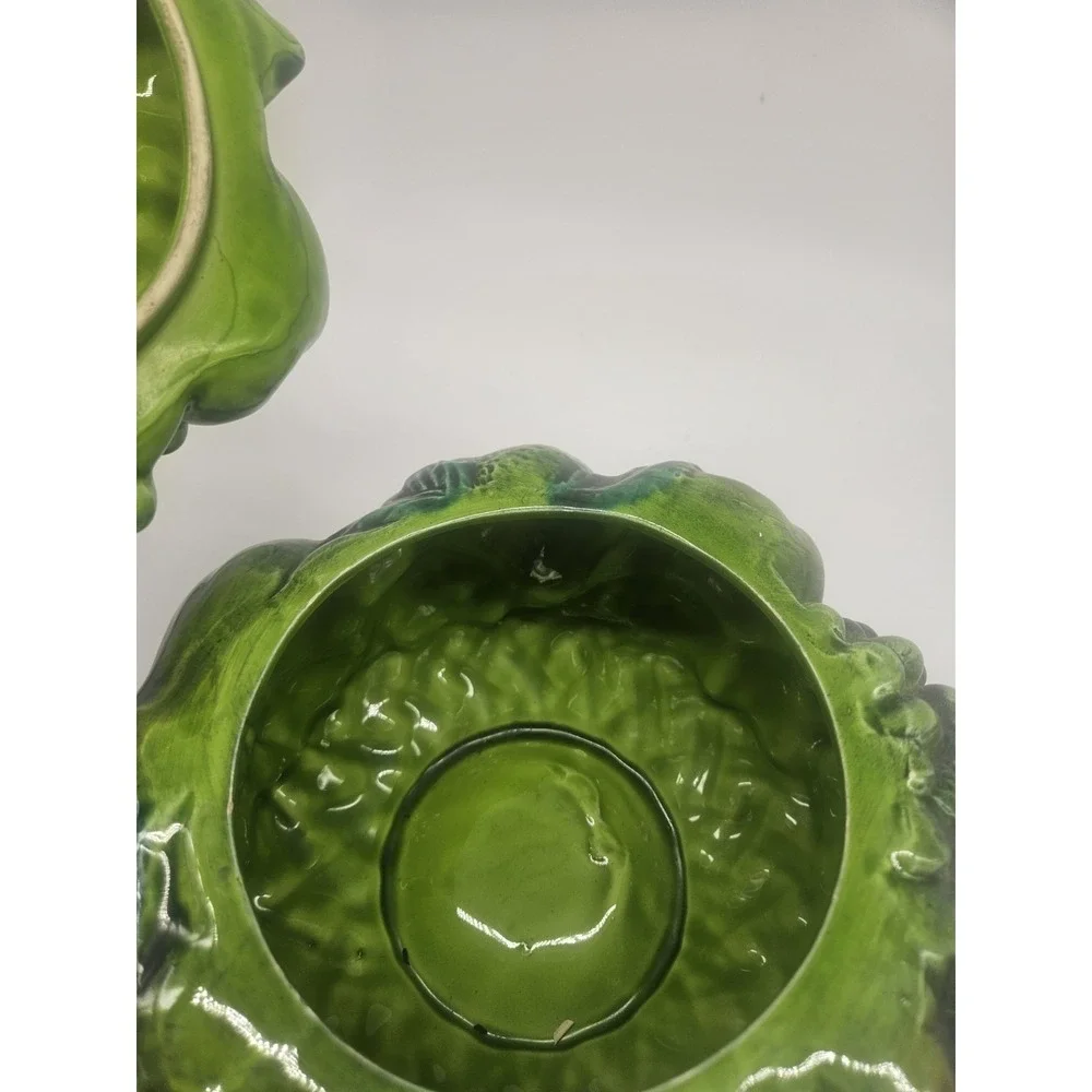 Vintage‎ Inarco Covered Bowl Green Mist Apples & Grapes Basket Made Japan Decor